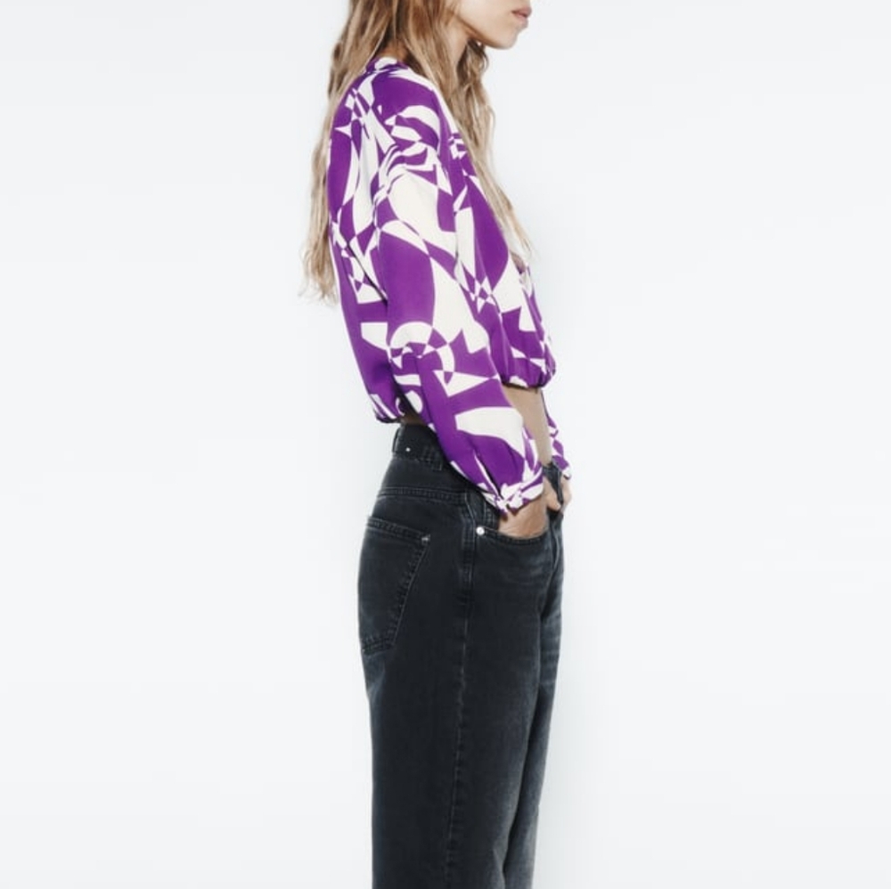 ZARA RUCHED PRINT TOP - Picture 3 of 7